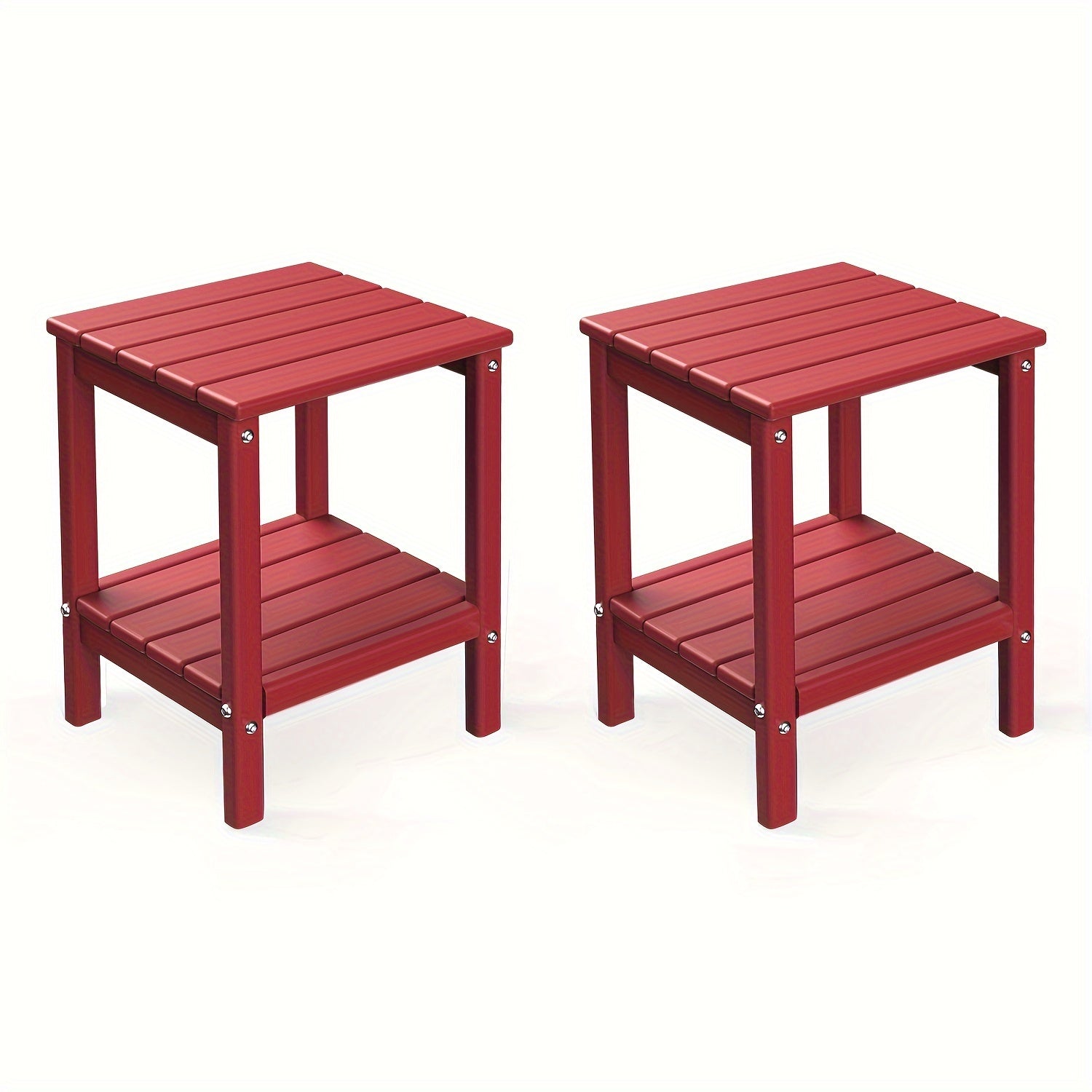 All Weather Multi-Color Set of 2 Outdoor Side Table, Plastic End Table - Outdoor Furniture - Suitable For Poolside Front Porch Indoor Living Room Backyard Campfire