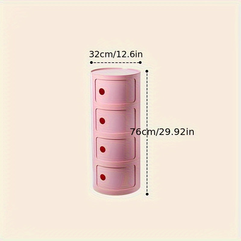 1pc Round Bedside Cabinet, Multi-Layer Storage Unit In White, Drawer-Type Home Organizer For Bedroom, Living Room & Kitchen, Modern Furniture Design, Storage Drawer Units