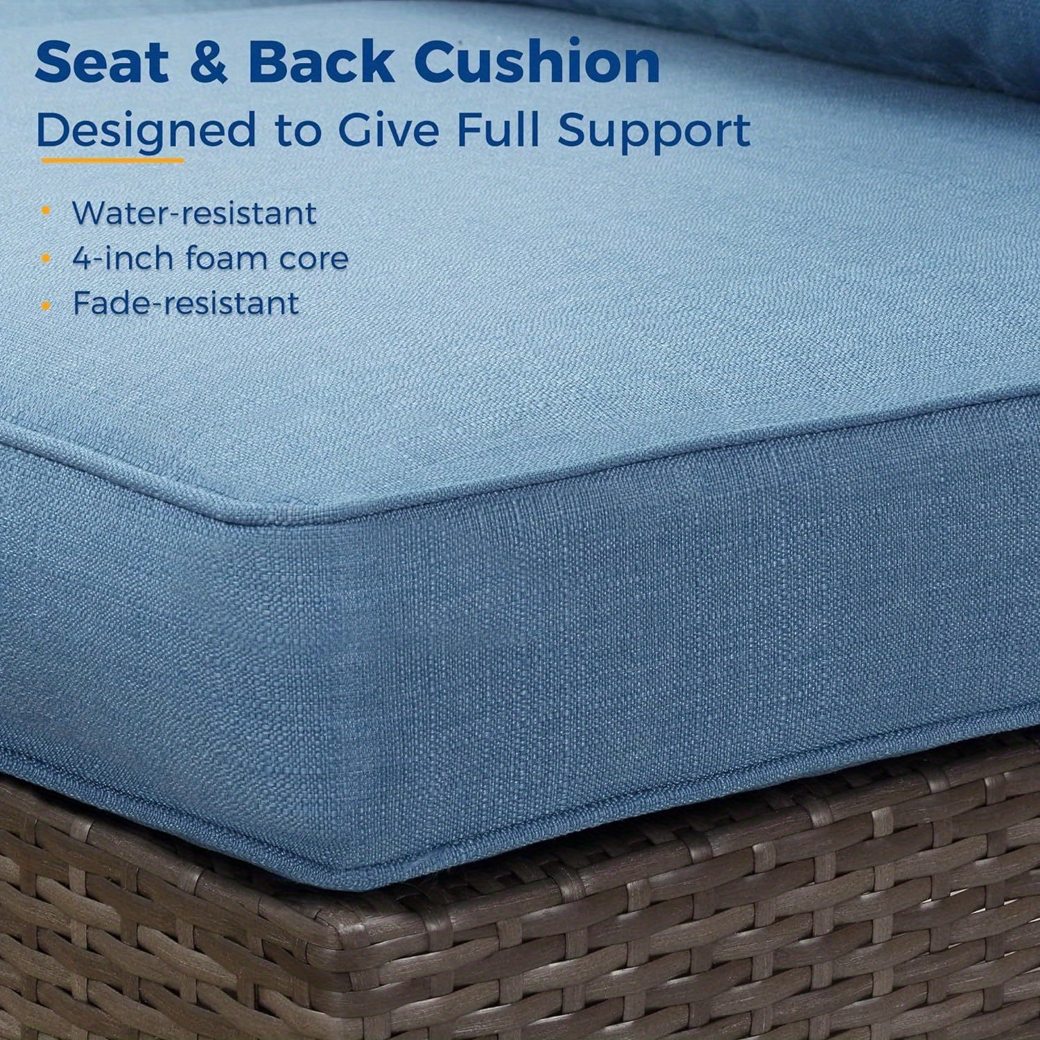 2 Piece Patio Armless Sofa, Outdoor Wicker Sectional Furniture with Cushion, Additional Loveseats for Garden Backyard