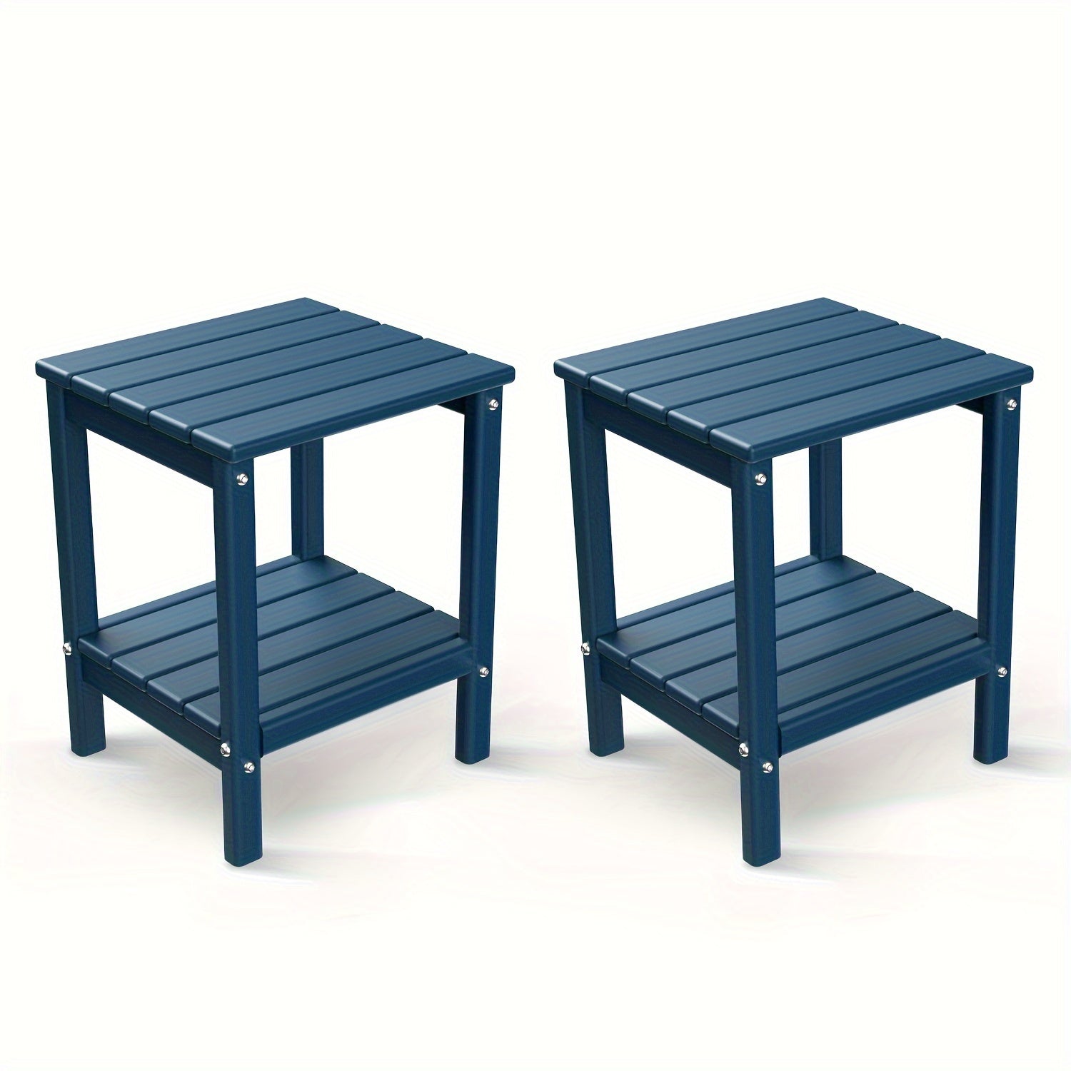 All Weather Multi-Color Set of 2 Outdoor Side Table, Plastic End Table - Outdoor Furniture - Suitable For Poolside Front Porch Indoor Living Room Backyard Campfire