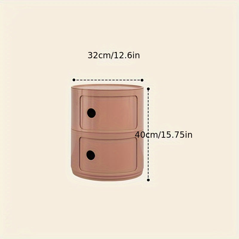 1pc Round Bedside Cabinet, Multi-Layer Storage Unit In White, Drawer-Type Home Organizer For Bedroom, Living Room & Kitchen, Modern Furniture Design, Storage Drawer Units