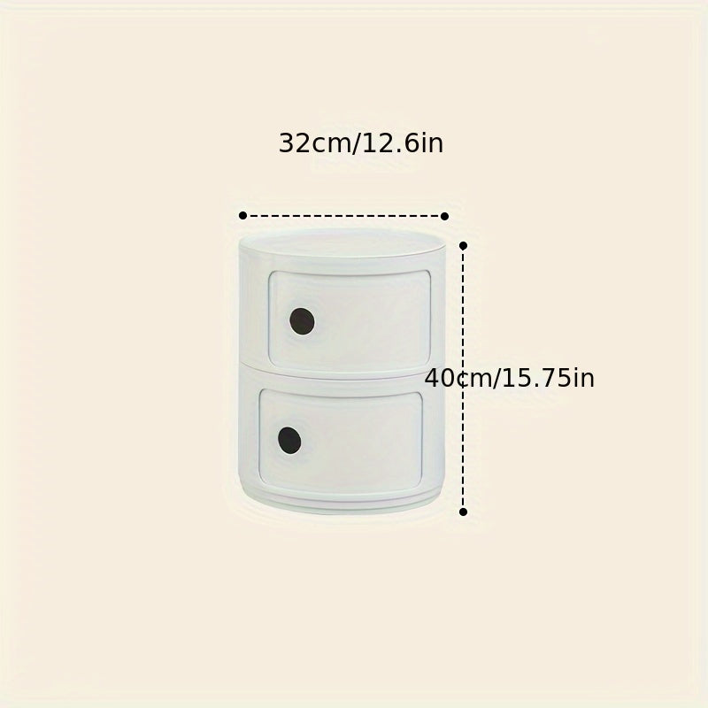 1pc Round Bedside Cabinet, Multi-Layer Storage Unit In White, Drawer-Type Home Organizer For Bedroom, Living Room & Kitchen, Modern Furniture Design, Storage Drawer Units