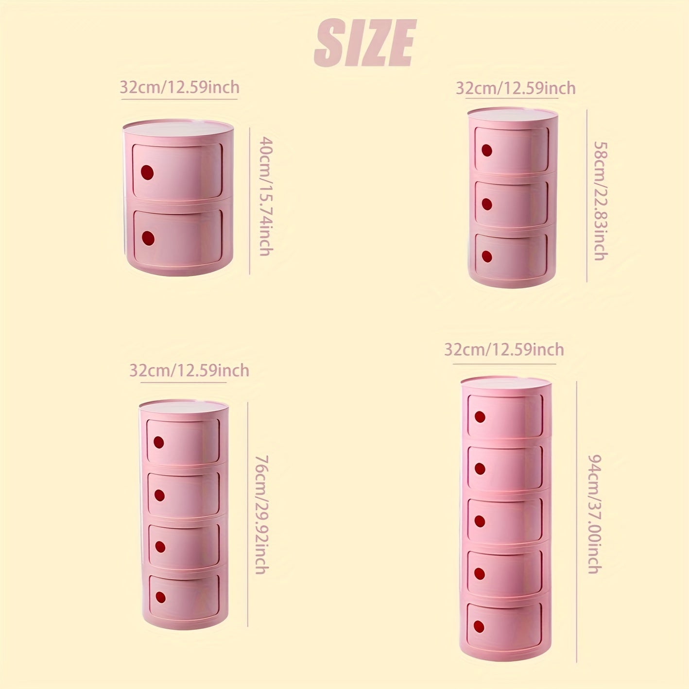 1pc Round Bedside Cabinet, Multi-Layer Storage Unit In White, Drawer-Type Home Organizer For Bedroom, Living Room & Kitchen, Modern Furniture Design, Storage Drawer Units