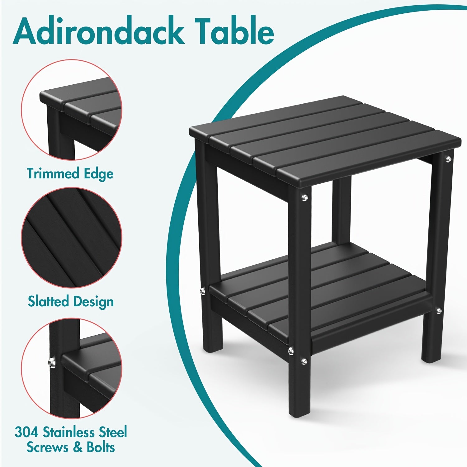 All Weather Multi-Color Set of 2 Outdoor Side Table, Plastic End Table - Outdoor Furniture - Suitable For Poolside Front Porch Indoor Living Room Backyard Campfire