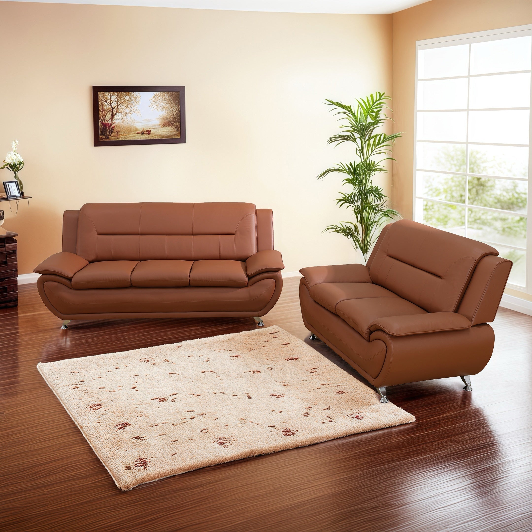 3pcs Sofa PU Leather Sofa, Tufted Sofa, Sofa Chair And Chair, Furniture Set For Restaurant