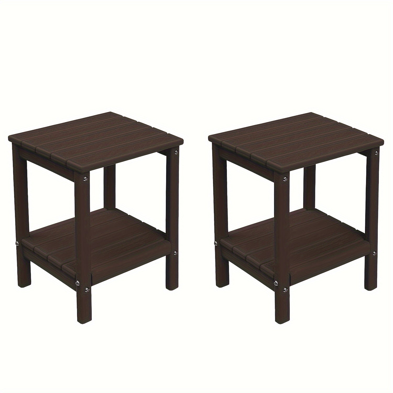 All Weather Multi-Color Set of 2 Outdoor Side Table, Plastic End Table - Outdoor Furniture - Suitable For Poolside Front Porch Indoor Living Room Backyard Campfire
