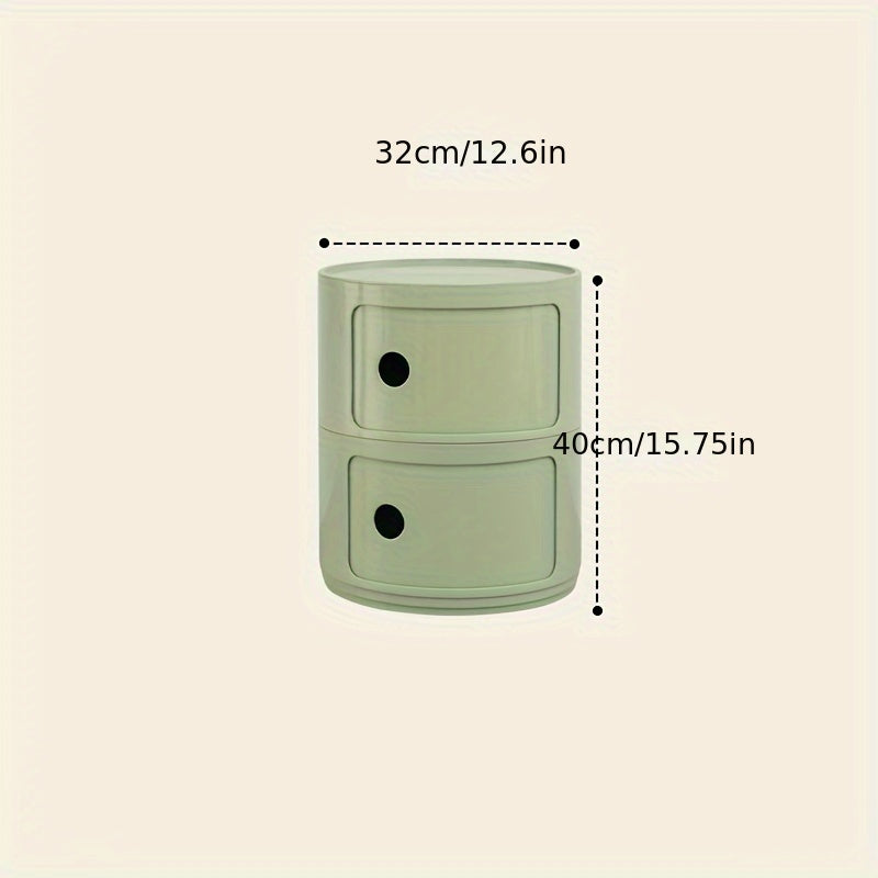 1pc Round Bedside Cabinet, Multi-Layer Storage Unit In White, Drawer-Type Home Organizer For Bedroom, Living Room & Kitchen, Modern Furniture Design, Storage Drawer Units