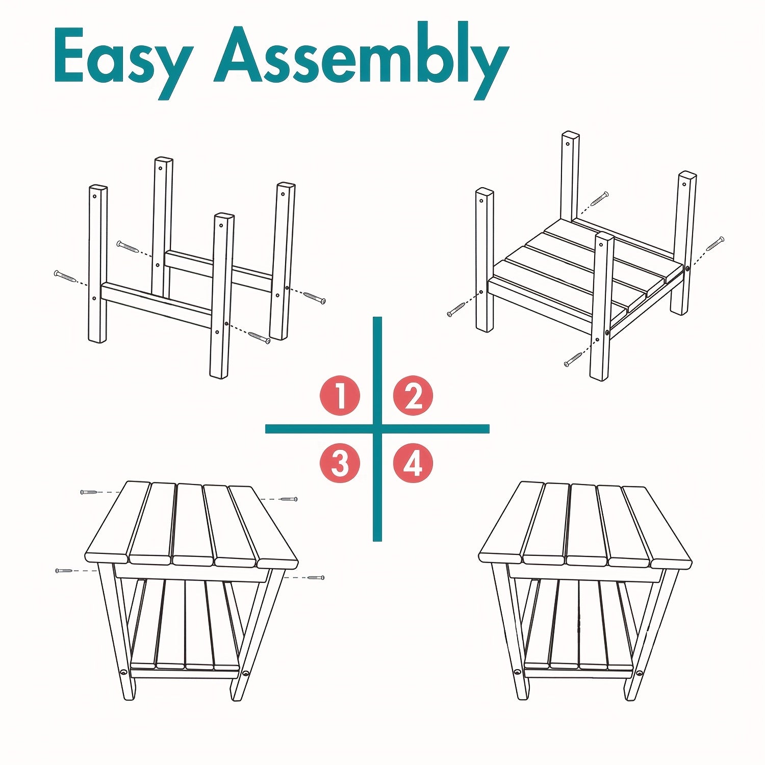 All Weather Multi-Color Set of 2 Outdoor Side Table, Plastic End Table - Outdoor Furniture - Suitable For Poolside Front Porch Indoor Living Room Backyard Campfire