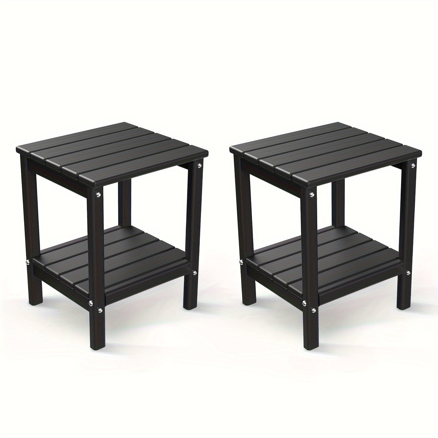 All Weather Multi-Color Set of 2 Outdoor Side Table, Plastic End Table - Outdoor Furniture - Suitable For Poolside Front Porch Indoor Living Room Backyard Campfire