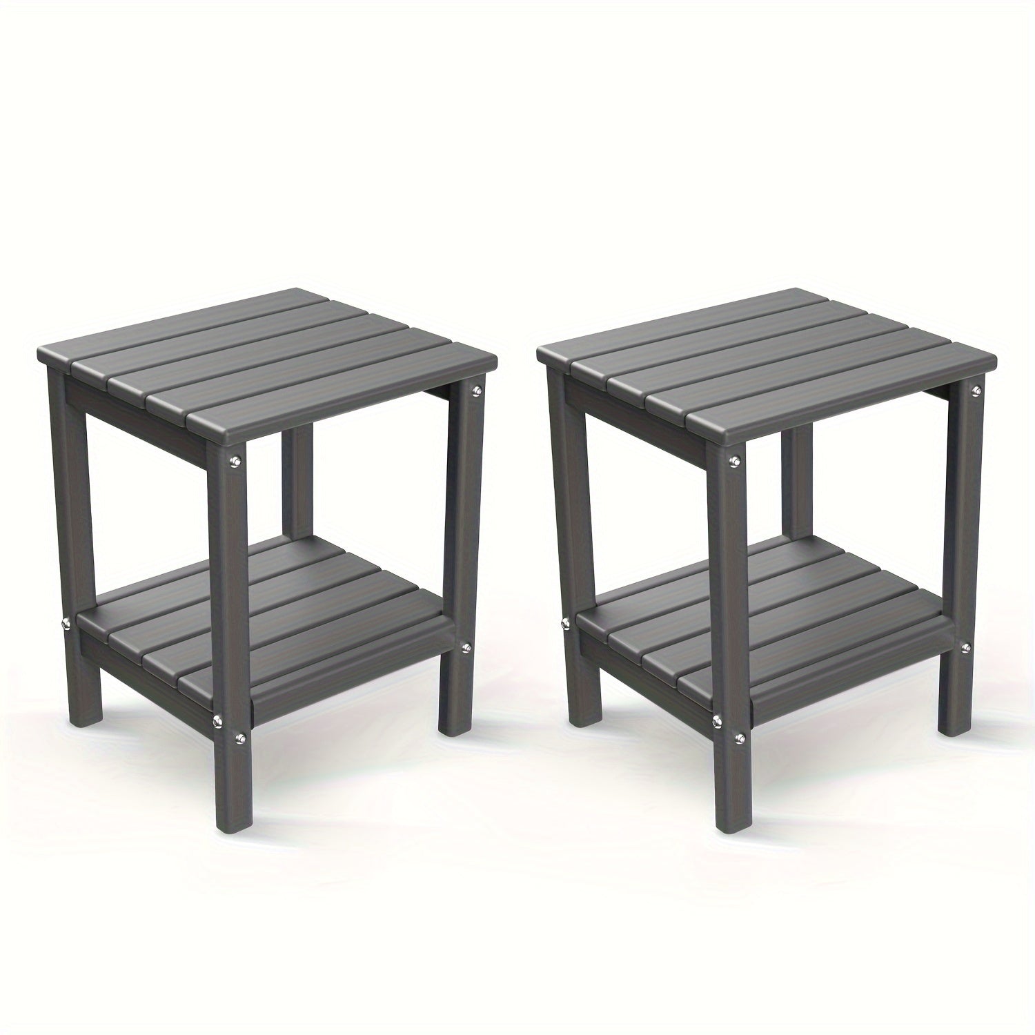 All Weather Multi-Color Set of 2 Outdoor Side Table, Plastic End Table - Outdoor Furniture - Suitable For Poolside Front Porch Indoor Living Room Backyard Campfire
