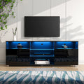 1pc High Glossy LED TV Stand For 55 65 Inch TV, Modern LED Entertainment Center With Adjustable Storage Shelves, Game Console TV Table Media Furniture With RGB LED 20 Color Lighting