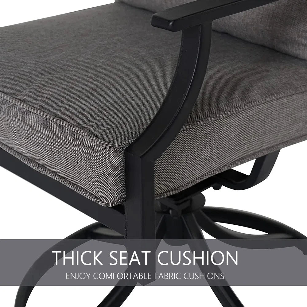 Patio Dining Set for 2, E-Coated Outdoor Dining Set, 2 Swivel Dining Chairs Outdoor Furniture Set with Olefin Cushions