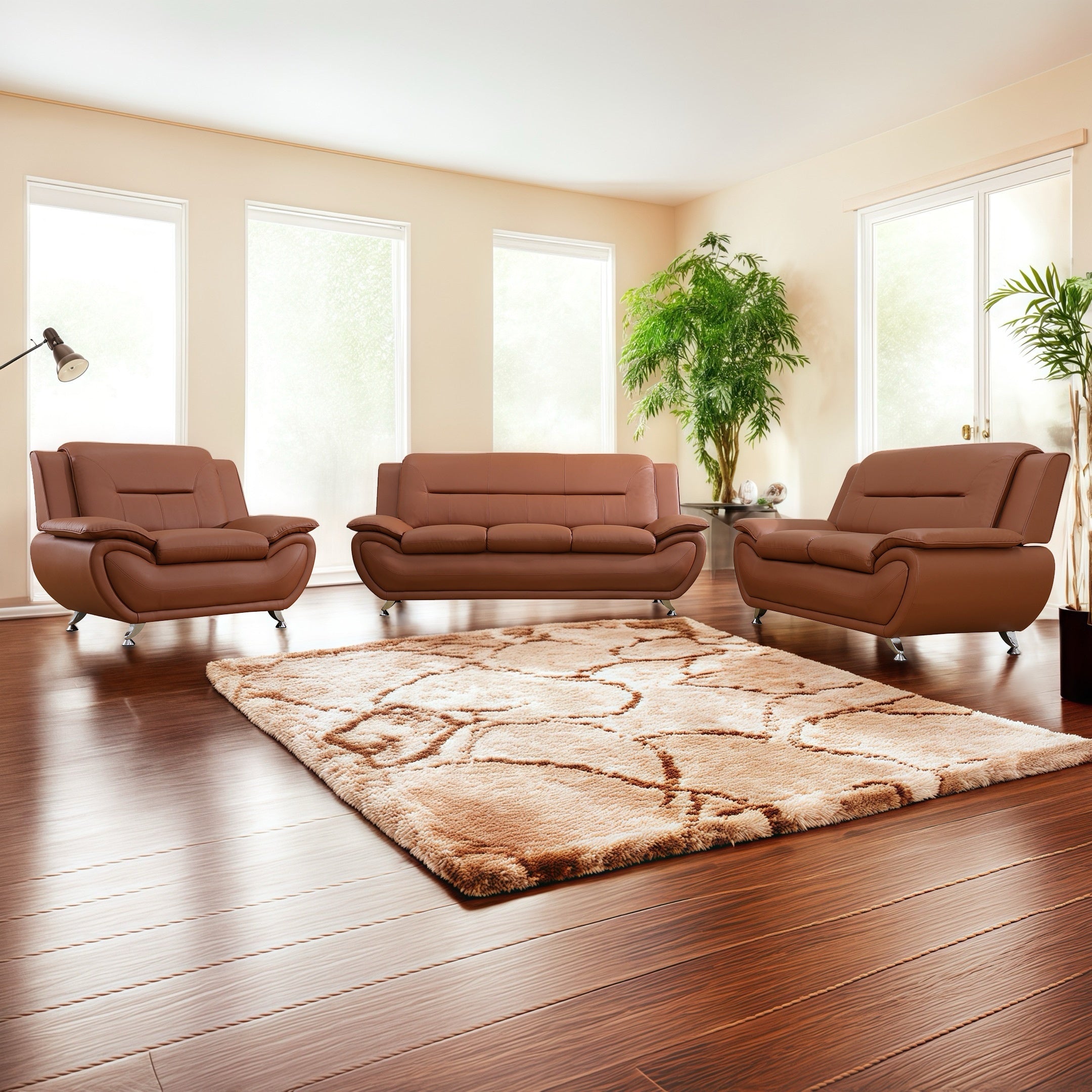 3pcs Sofa PU Leather Sofa, Tufted Sofa, Sofa Chair And Chair, Furniture Set For Restaurant