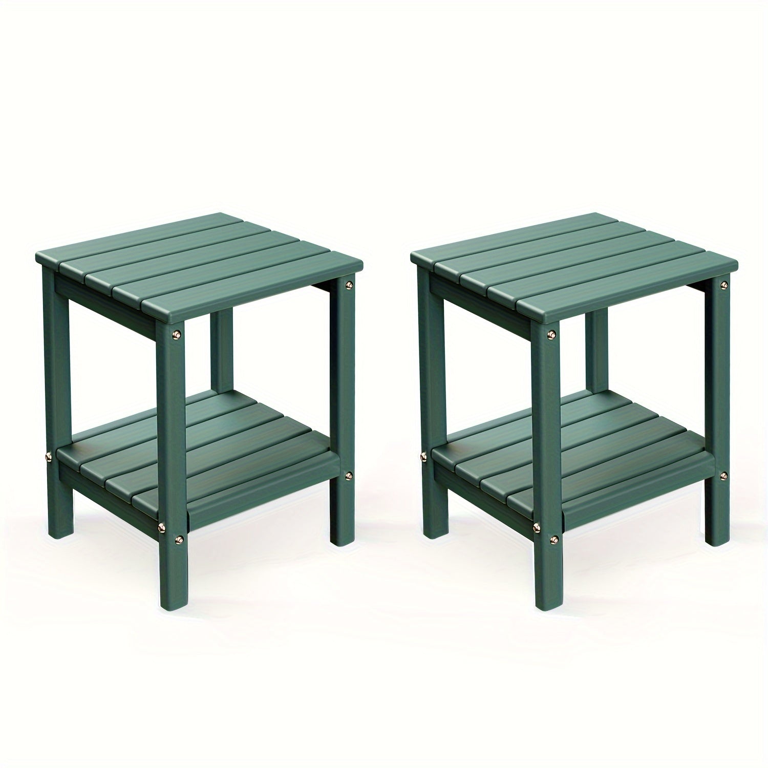 All Weather Multi-Color Set of 2 Outdoor Side Table, Plastic End Table - Outdoor Furniture - Suitable For Poolside Front Porch Indoor Living Room Backyard Campfire