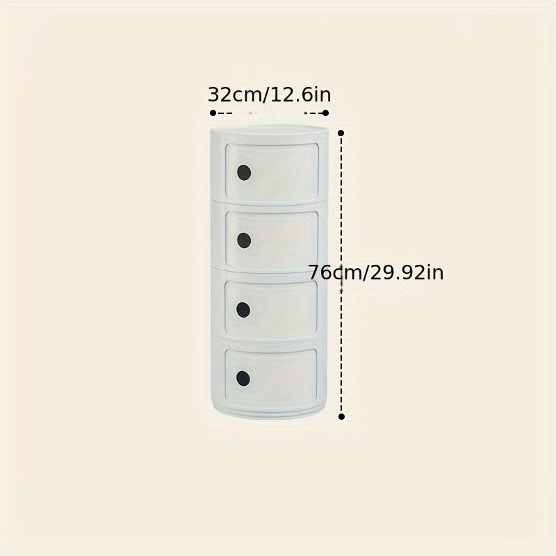 1pc Round Bedside Cabinet, Multi-Layer Storage Unit In White, Drawer-Type Home Organizer For Bedroom, Living Room & Kitchen, Modern Furniture Design, Storage Drawer Units