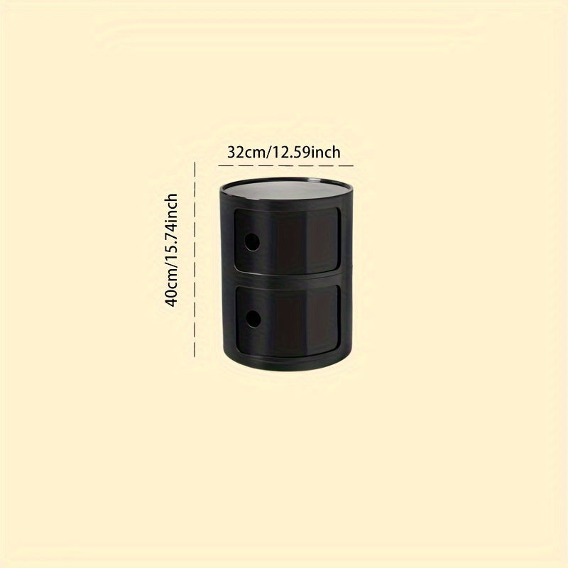 1pc Round Bedside Cabinet, Multi-Layer Storage Unit In White, Drawer-Type Home Organizer For Bedroom, Living Room & Kitchen, Modern Furniture Design, Storage Drawer Units