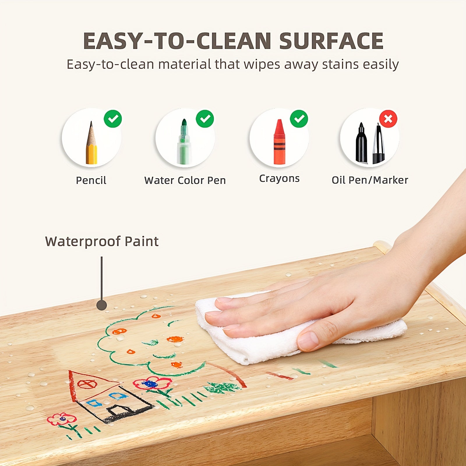 All Solid Rubber Wood Shelf - 5-Compartment 43.3" Long White Oak Storage Cabinet, Natural Yellow Finish for Playroom, Nursery, Classroom & Kindergarten Organization, Neutral Tone Furniture, Sturdy Construction for Christmas a